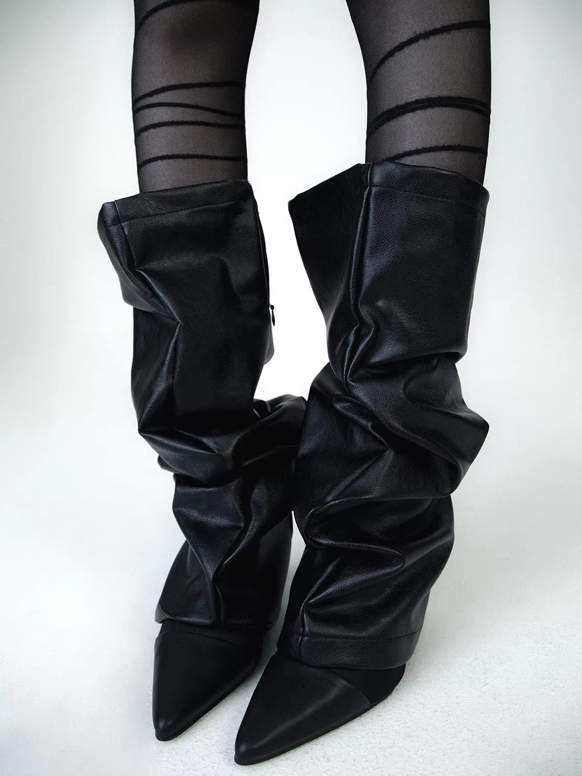 Knee Sleeve Pair - 여성용 PU 가죽 레그 앵클 니